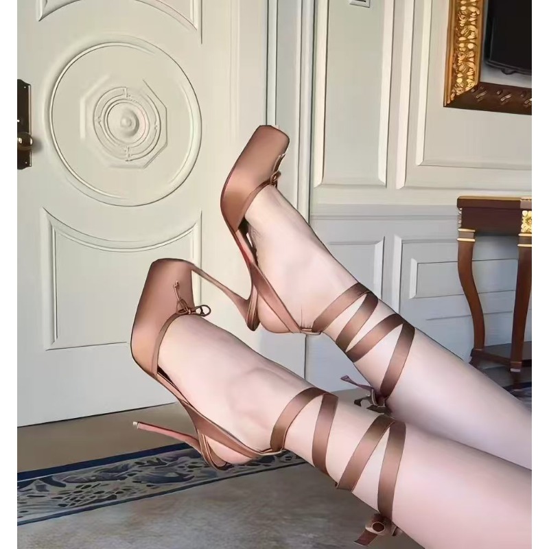 Wedding Shop - Rote High Heels, Damen-Knöchelriemchen-Sandalen mit plissierter