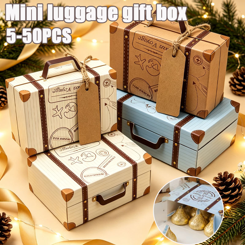 Wedding Cake Supply - 5-50 Stück Mini-Koffer-Geschenkboxen, europäische, schlichte Süßigkeitenverpackung,