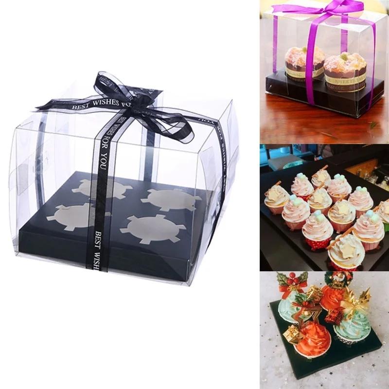 Wedding Cake Supply - Transparente PET-Kuchenverpackungsboxen 2/4/6/12 Stück für Cupcakes,