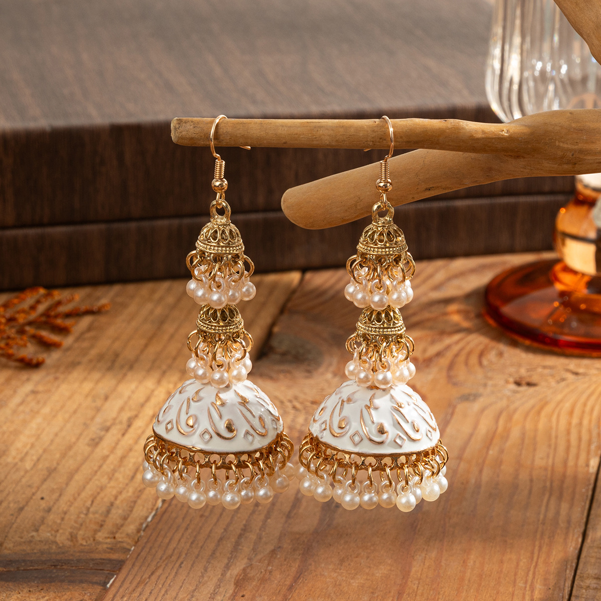 Indian Wedding Supply - Retro ethnische Goldfarbe Jhumka indischer Ohrring