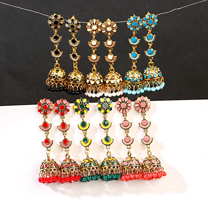 Jhumka Jhumki Multicolor Perle – Indian Wedding Supply Bewertung und Preis